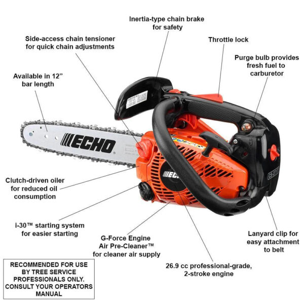 CS-271T-12 12 in. 26.9 cc Gas 2-Stroke Cycle Chainsaw with Top Handle - Image 2