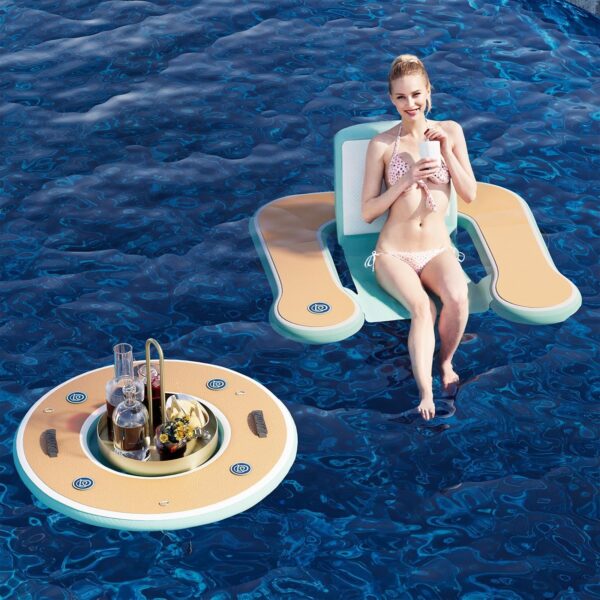 Round Inflatable Floating Dock, Sunchill Float Ring, Hammock Tanning Pool with 4in Woven Fabric, Manual Pump for 1-2 Min Quick Inflate/Deflate, Fits 2-8, Ideal for Lakes, Pools, Oceans - Image 61