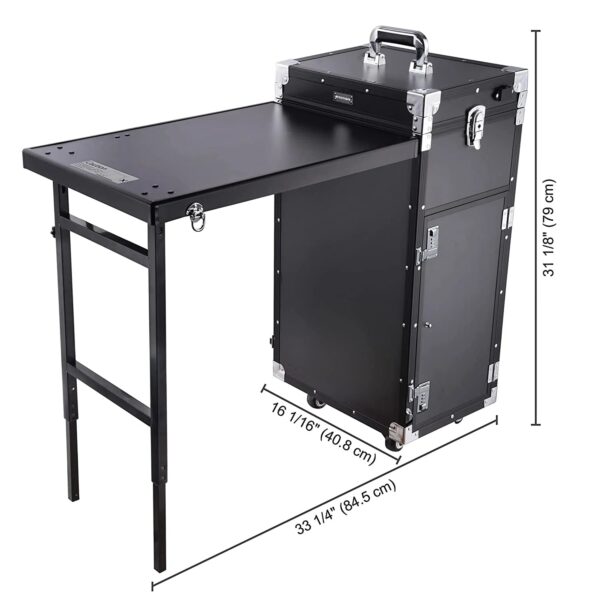 Nail Desk Mobile Station Rolling Makeup Train Case Trolley Cosmetic Manicure Table Mirror 4 Drawers Pink - Image 16