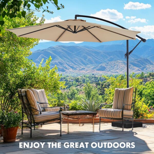 9.8FT Offset Patio Umbrella Hanging Cantilever Umbrella Outdoor Sun Shade with Easy Tilt Adjustment, 8 Ribs, UV Protection for Backyard, Lawn, Garden and Pool, Blue - Image 14