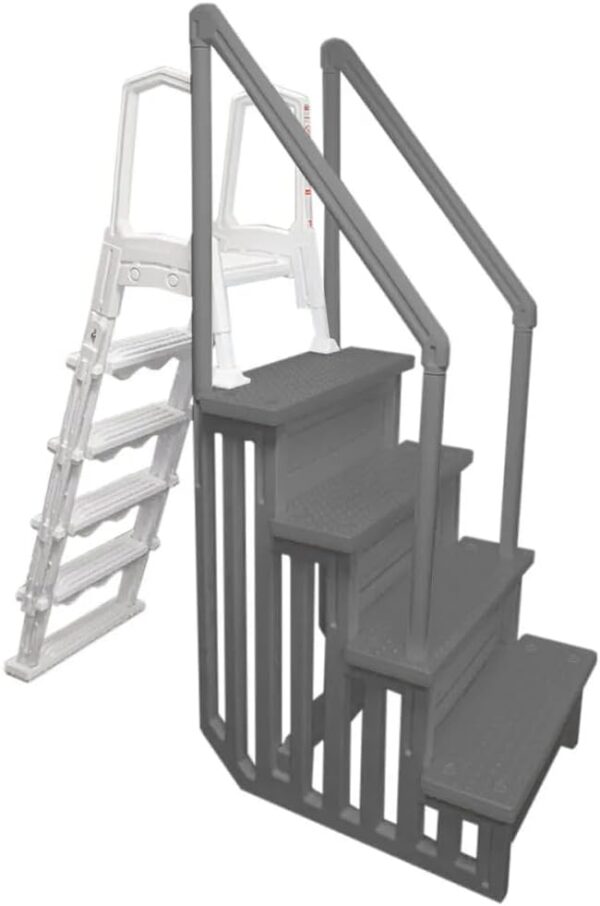 Select Anti-Slip in-Pool Steps | Gray | for Above Ground Swimming Pools | Can Mount to Decks 48′′ to 54′′ H | Safety Stairs Capacity Up to 300 lbs - Image 47