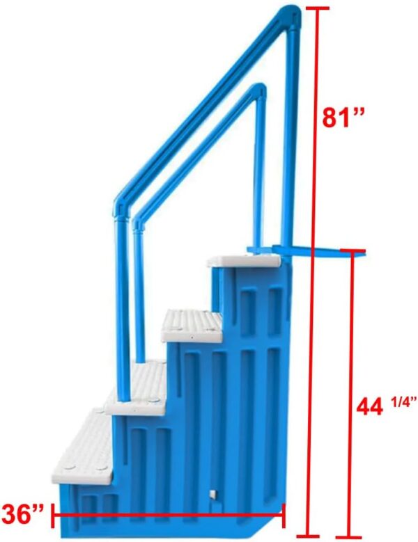 Select Anti-Slip in-Pool Steps | Gray | for Above Ground Swimming Pools | Can Mount to Decks 48′′ to 54′′ H | Safety Stairs Capacity Up to 300 lbs - Image 25