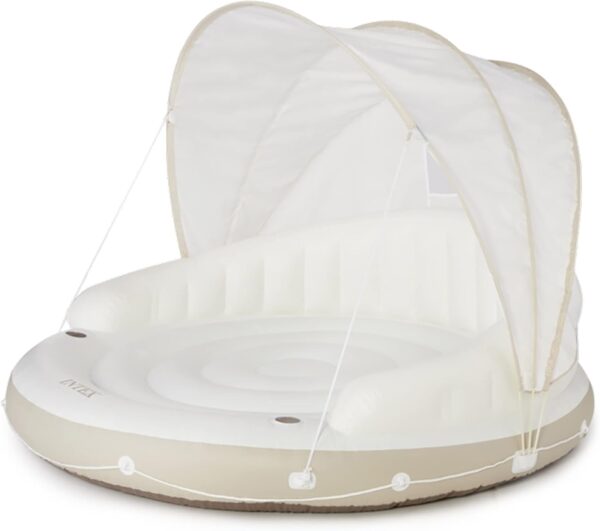 58292EP Canopy Island Inflatable Pool Float: Comfortable Lounge Surface – Built-in Cup Holders – Detachable Sunshade – 440lb Max Weight Capacity – 78.5" x 59" - Image 7