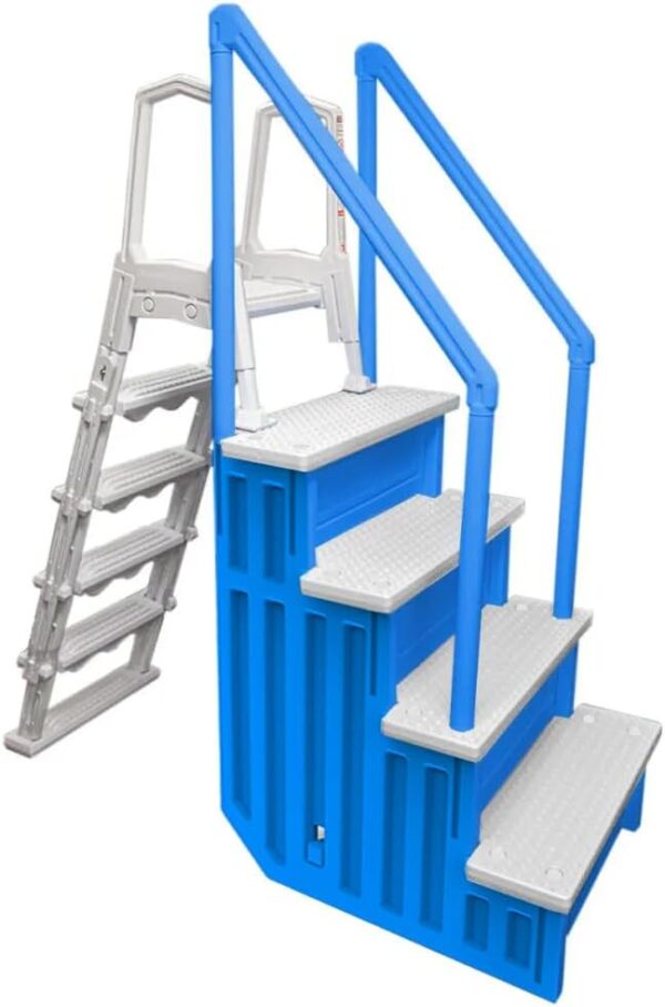 Select Anti-Slip in-Pool Steps | Gray | for Above Ground Swimming Pools | Can Mount to Decks 48′′ to 54′′ H | Safety Stairs Capacity Up to 300 lbs - Image 70