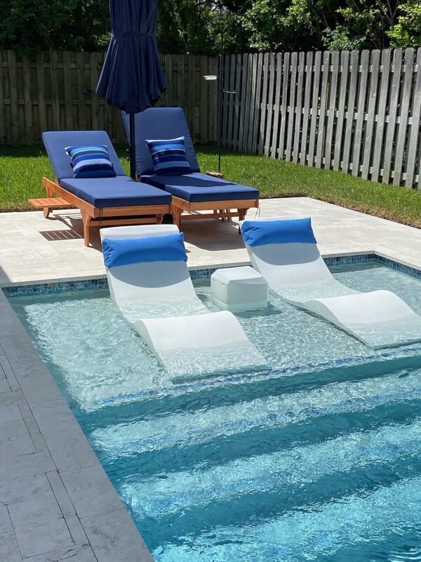 Classic White - in-Pool Chaise Lounger – Designed for Water Depths Up to 9” – Aqua Outdoors – Set of 2 – Compatible with All Pool Types - Poolside & Sun Deck Tanning - Image 26