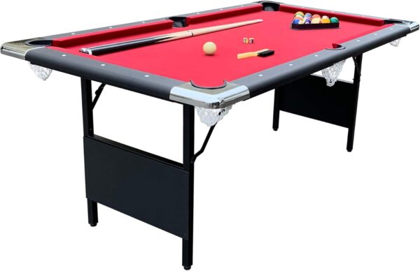 Hathaway Fairmont 6 Ft Portable Pool Table, Adults Folding Billiards Tables for Game Room with Easy Foldable Storage, Includes Full Set of Billiard Balls, Cues, Chalk & Brush - Image 11