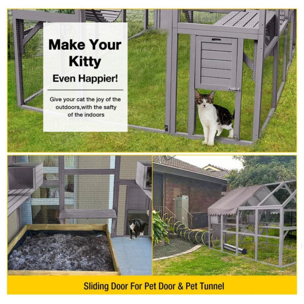 Morgete Luxury Outdoor Cat House: Spacious 56.54ft2 Enclosure with Platforms & Weatherproof Cover - Image 3