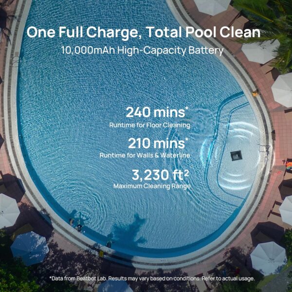 Beatbot AquaSense 2 Cordless Robotic Pool Vacuum Cleaner, Smart Surface Parking, Double-Pass Waterline Scrubbing, Cleans Floor, Walls, and Waterline, Above & In-Ground Pools up to 3,230 sq.ft - Blue - Image 6