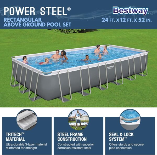 Bestway Oval Above Ground Pool Set (10' x 6'7" x 33")| Includes Filter Pump & ChemConnect Dispenser - Image 40