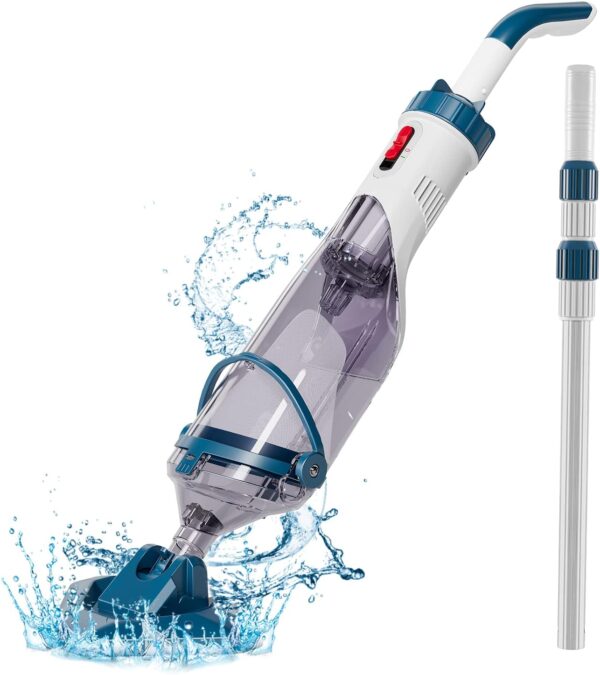 Pool Vacuum for Above Ground Pool with a Telescopic Pole, Running time up to 1H, T403 Handheld Rechargeable Pool Cleaner with Powerful Suction up to 18.5 gallons/min, Ideal for Leaves, Debris - Image 3