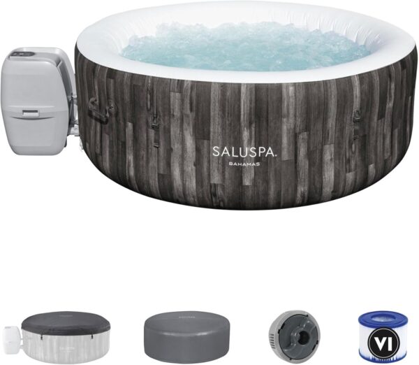 Bestway SaluSpa Fiji AirJet Large Round 2 to 4 Person Inflatable Hot Tub Portable Outdoor Spa with 120 AirJets and EnergySense Cover, Grey - Image 4