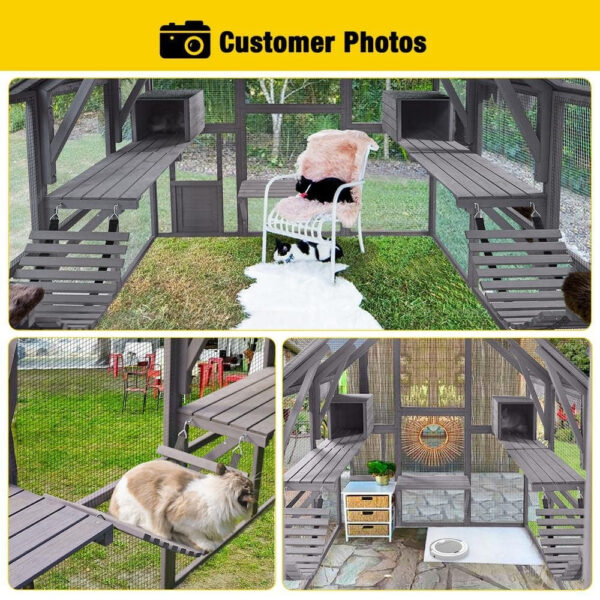 Morgete Luxury Outdoor Cat House: Spacious 56.54ft2 Enclosure with Platforms & Weatherproof Cover - Image 4
