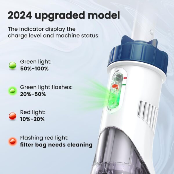 Pool Vacuum for Above Ground Pool with a Telescopic Pole, Running time up to 1H, T403 Handheld Rechargeable Pool Cleaner with Powerful Suction up to 18.5 gallons/min, Ideal for Leaves, Debris - Image 6