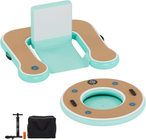 Round Inflatable Floating Dock, Sunchill Float Ring, Hammock Tanning Pool with 4in Woven Fabric, Manual Pump for 1-2 Min Quick Inflate/Deflate, Fits 2-8, Ideal for Lakes, Pools, Oceans - Image 48