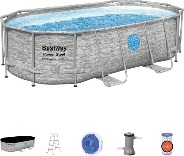 Bestway Oval Above Ground Pool Set (10' x 6'7" x 33")| Includes Filter Pump & ChemConnect Dispenser - Image 15