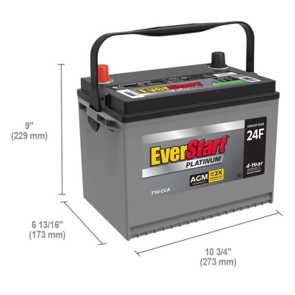 Platinum AGM Automotive Battery, Group Size 24F 12 Volt, 750 CCA – MadeInUSA - Image 2