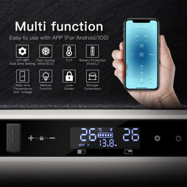 12 Volt 37 Qt. Portable Car Refrigerator, Car Freezer for Outdoor, Camping, Travel, RV,APP Control - Image 6