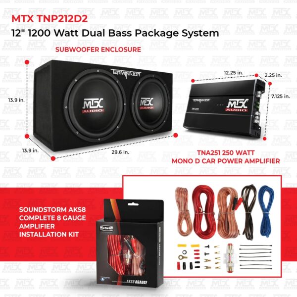 12′′ 1200W Dual Car Subwoofer Package with Amplifier & Installation Kit - Image 2