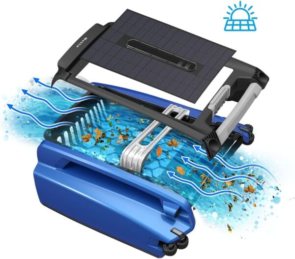 Betta SE Solar Powered Automatic Robotic Pool Surface Skimmer Cleaner with 30-Hour Continuous Cleaning Battery Power and Re-Engineered Twin Salt Chlorine Tolerant Motors (Blue) - Image 17