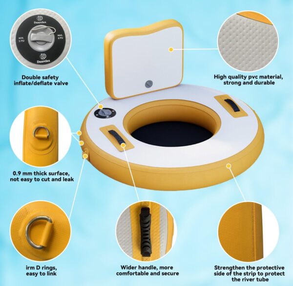 Round Inflatable Floating Dock, Sunchill Float Ring, Hammock Tanning Pool with 4in Woven Fabric, Manual Pump for 1-2 Min Quick Inflate/Deflate, Fits 2-8, Ideal for Lakes, Pools, Oceans - Image 22