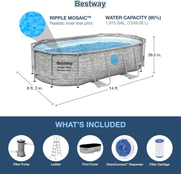 Bestway Oval Above Ground Pool Set (10' x 6'7" x 33")| Includes Filter Pump & ChemConnect Dispenser - Image 13