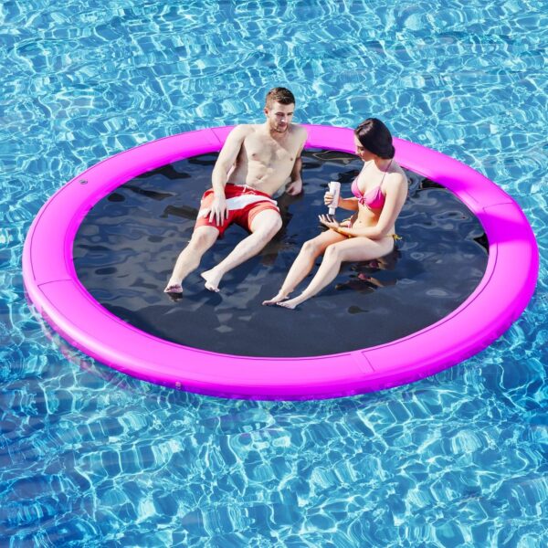 Round Inflatable Floating Dock, Sunchill Float Ring, Hammock Tanning Pool with 4in Woven Fabric, Manual Pump for 1-2 Min Quick Inflate/Deflate, Fits 2-8, Ideal for Lakes, Pools, Oceans - Image 11