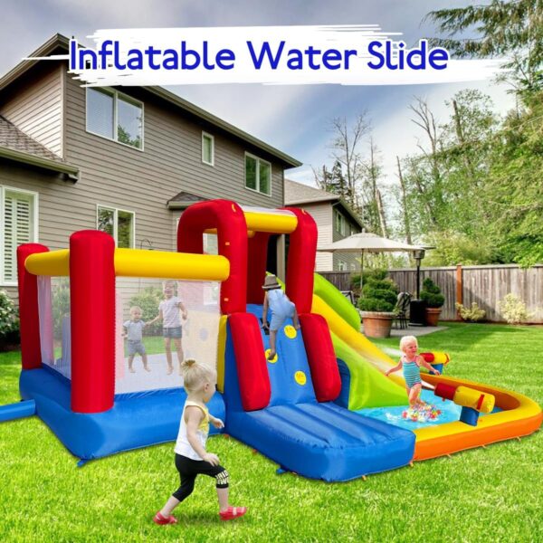 Bounce House Inflatable Water Slide for Kids, Water Park With Splash Pool, Double Cannon, 2 Climbing Walls, Obstacles, Blow Up Jumping Castle With Blower - Image 6