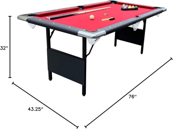 Hathaway Fairmont 6 Ft Portable Pool Table, Adults Folding Billiards Tables for Game Room with Easy Foldable Storage, Includes Full Set of Billiard Balls, Cues, Chalk & Brush - Image 17