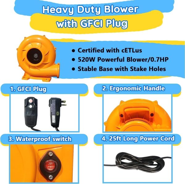 Inflatable Bounce House with Double Slide,Dolphin Styling,Splashing Pool,Double Water Cannon,Climbing Wall,Heavy Duty GFCI Blower,Inflatable Water Park Slide for Kids Backyard Summer - Image 6