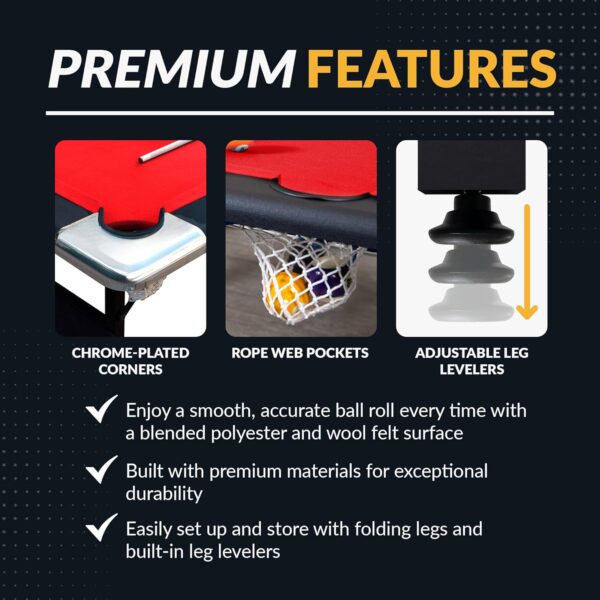 Hathaway Fairmont 6 Ft Portable Pool Table, Adults Folding Billiards Tables for Game Room with Easy Foldable Storage, Includes Full Set of Billiard Balls, Cues, Chalk & Brush - Image 28