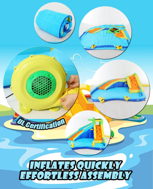 Inflatable Water Slides for Kids 8-in-1 Bounce House Water Park with 450W Blower Climbing Wall, Splash Pool, 2 Water Cannons, Basketball Hoop, Water Slide, Crocodile Sprinkler for Gift Backyard Party - Image 17