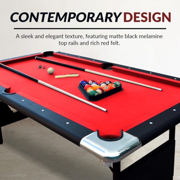 Hathaway Fairmont 6 Ft Portable Pool Table, Adults Folding Billiards Tables for Game Room with Easy Foldable Storage, Includes Full Set of Billiard Balls, Cues, Chalk & Brush - Image 30