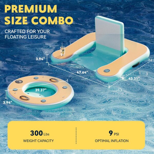 Round Inflatable Floating Dock, Sunchill Float Ring, Hammock Tanning Pool with 4in Woven Fabric, Manual Pump for 1-2 Min Quick Inflate/Deflate, Fits 2-8, Ideal for Lakes, Pools, Oceans - Image 51