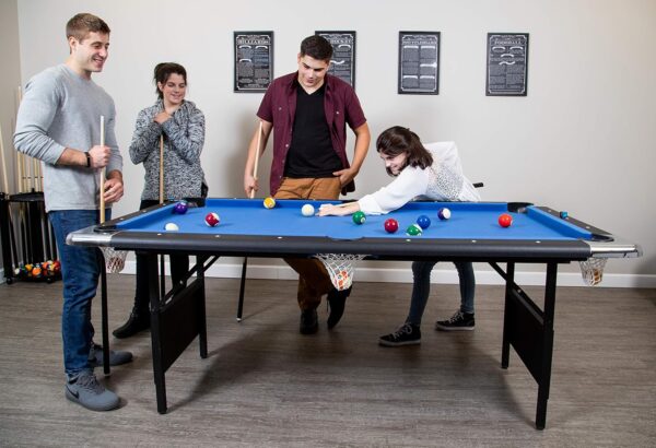 Hathaway Fairmont 6 Ft Portable Pool Table, Adults Folding Billiards Tables for Game Room with Easy Foldable Storage, Includes Full Set of Billiard Balls, Cues, Chalk & Brush - Image 5