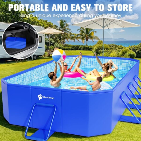 Foldable Pool, Large Non-Inflatable Swimming Pool For Kids,Adult Collapsible Pools Hard Plastic Shell, Oversized Thickened,Portable Folding Kids Pools for Backyard-Mosaic Design-115"x66"x20" - Image 7