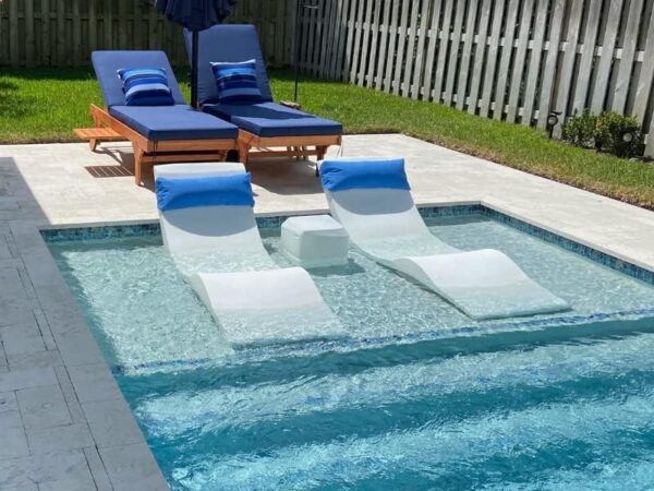 Classic White - in-Pool Chaise Lounger – Designed for Water Depths Up to 9” – Aqua Outdoors – Set of 2 – Compatible with All Pool Types - Poolside & Sun Deck Tanning - Image 9