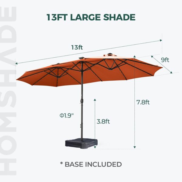 Double Sided Patio Umbrellas - 15ft Solar Lights LED Lighted Outdoor Extra Large Market Table Umbrella with Base Included, Oversized Umbrella for Deck, Pool, Backyard (Beige) - Image 66