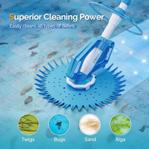 VINGLI Pool Vacuum Cleaner Automatic Sweeper Swimming Pool Creepy Crawler Vacuum with 33FT Hoses (Navy Blue&White) - Image 12