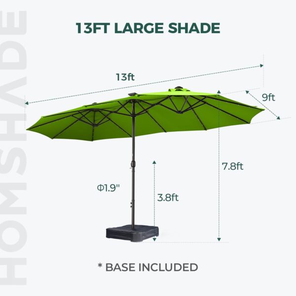 Double Sided Patio Umbrellas - 15ft Solar Lights LED Lighted Outdoor Extra Large Market Table Umbrella with Base Included, Oversized Umbrella for Deck, Pool, Backyard (Beige) - Image 36