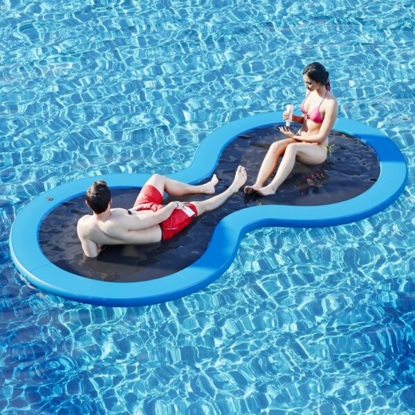 Round Inflatable Floating Dock, Sunchill Float Ring, Hammock Tanning Pool with 4in Woven Fabric, Manual Pump for 1-2 Min Quick Inflate/Deflate, Fits 2-8, Ideal for Lakes, Pools, Oceans - Image 2