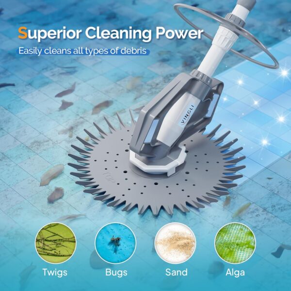 VINGLI Pool Vacuum Cleaner Automatic Sweeper Swimming Pool Creepy Crawler Vacuum with 33FT Hoses (Navy Blue&White) - Image 5