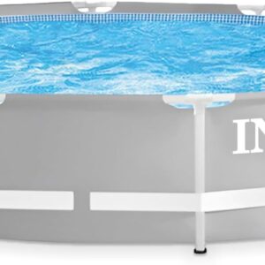 Above Ground Swimming Pool, 12' x 30", Prism Frame, Gray - Large Backyard Outdoor Round Summer Pool for Family, Easy Set Up, 24-Inch Deep Water