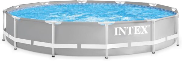Above Ground Swimming Pool, 12' x 30", Prism Frame, Gray - Large Backyard Outdoor Round Summer Pool for Family, Easy Set Up, 24-Inch Deep Water