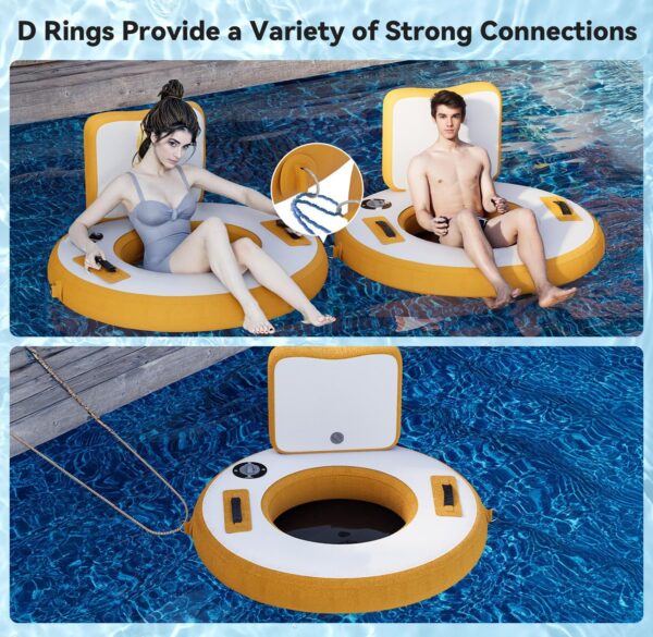 Round Inflatable Floating Dock, Sunchill Float Ring, Hammock Tanning Pool with 4in Woven Fabric, Manual Pump for 1-2 Min Quick Inflate/Deflate, Fits 2-8, Ideal for Lakes, Pools, Oceans - Image 23