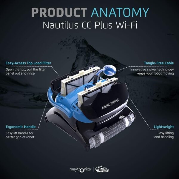 Dolphin Nautilus CC Plus Wi-Fi Automatic Robotic Pool Vacuum Cleaner, Always Cleaning, Never Charging, with Wall Climbing Scrubber Brush, Ideal for In-Ground Pools up to 50 FT in Length - Image 38
