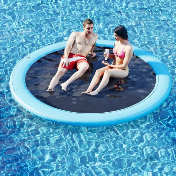 Round Inflatable Floating Dock, Sunchill Float Ring, Hammock Tanning Pool with 4in Woven Fabric, Manual Pump for 1-2 Min Quick Inflate/Deflate, Fits 2-8, Ideal for Lakes, Pools, Oceans - Image 82