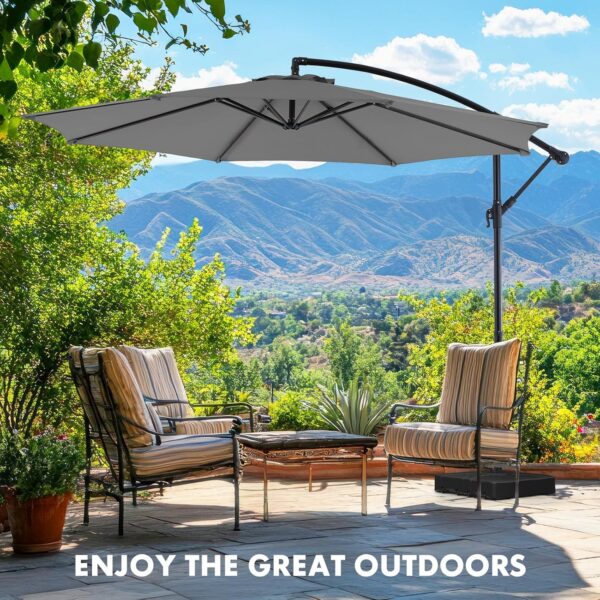 9.8FT Offset Patio Umbrella Hanging Cantilever Umbrella Outdoor Sun Shade with Easy Tilt Adjustment, 8 Ribs, UV Protection for Backyard, Lawn, Garden and Pool, Blue - Image 9