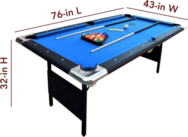 Hathaway Fairmont 6 Ft Portable Pool Table, Adults Folding Billiards Tables for Game Room with Easy Foldable Storage, Includes Full Set of Billiard Balls, Cues, Chalk & Brush - Image 6