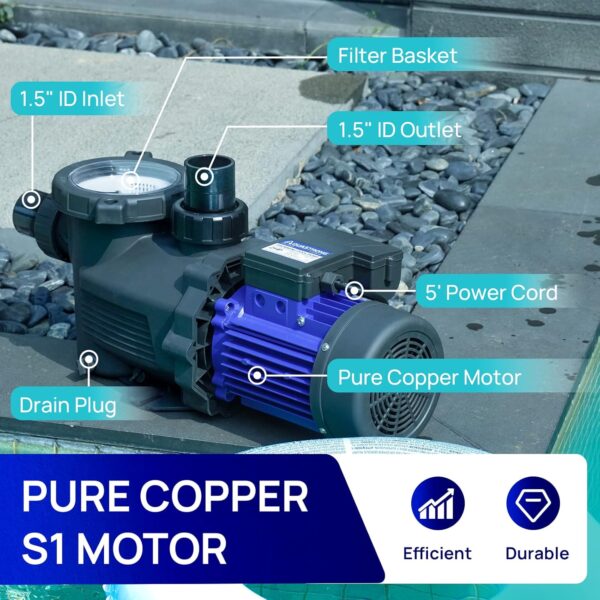 In/Above Ground Pool Pump, High Flow (with Timer, 2HP, 8917 GPH, 220V) - Image 20