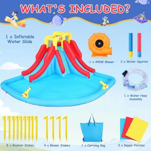 Inflatable Water Slides for Kids 8-in-1 Bounce House Water Park with 450W Blower Climbing Wall, Splash Pool, 2 Water Cannons, Basketball Hoop, Water Slide, Crocodile Sprinkler for Gift Backyard Party - Image 22